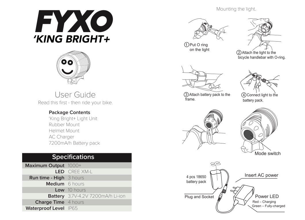 FYXO 'KING BRIGHT+ high power bicycle light - FYXO