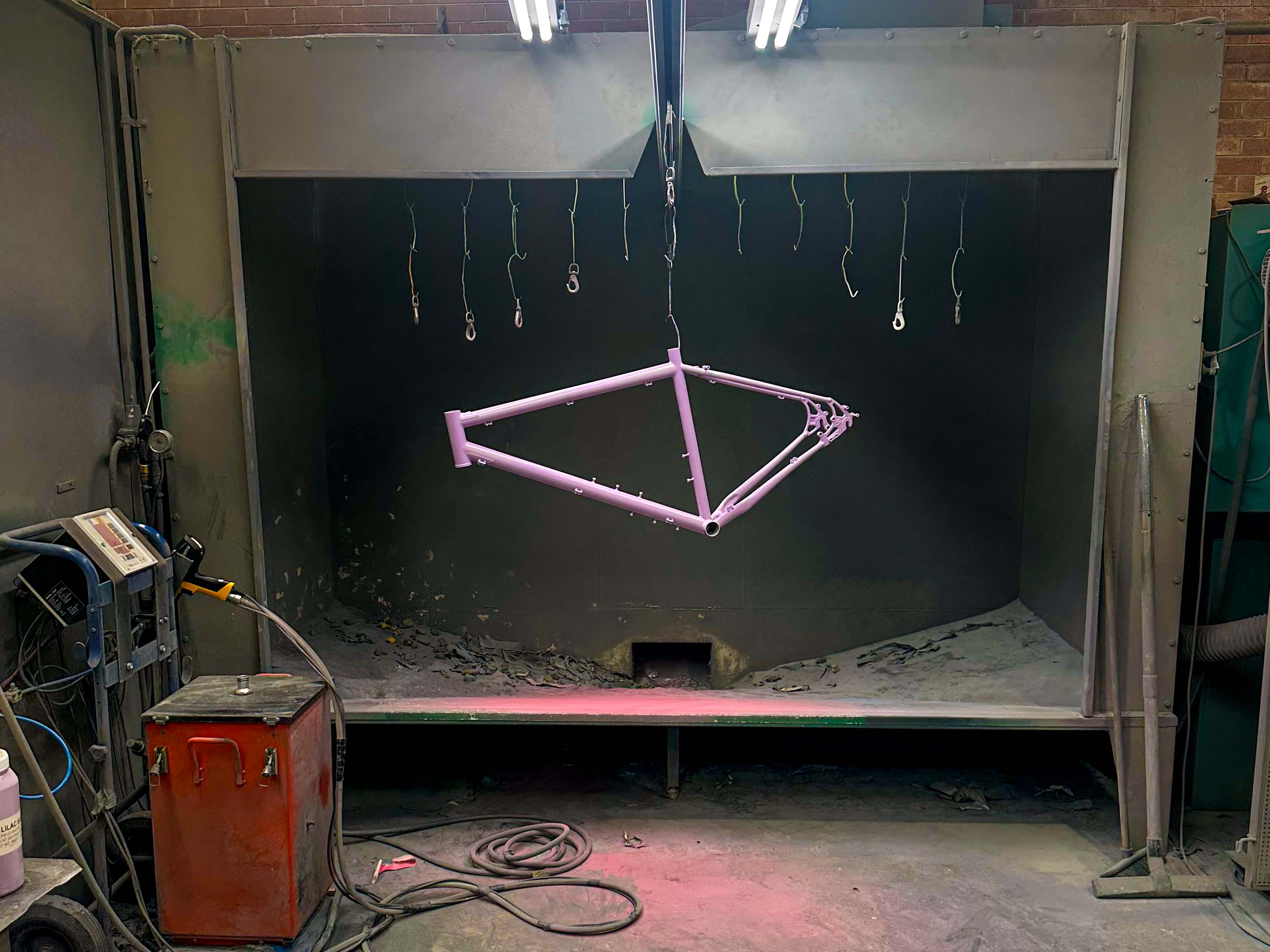 Powder Coating a Bicycle Frame.
